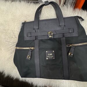 henri bendel Jetsetter Dark Gray Nylon Tote Backpack with Gold Hardware